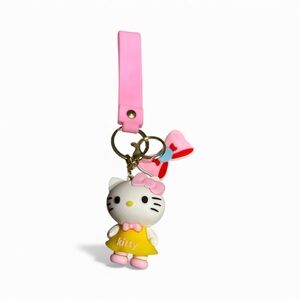 Hello Kitty Doll Keychain with Pink‎ Strap and Yellow Dress